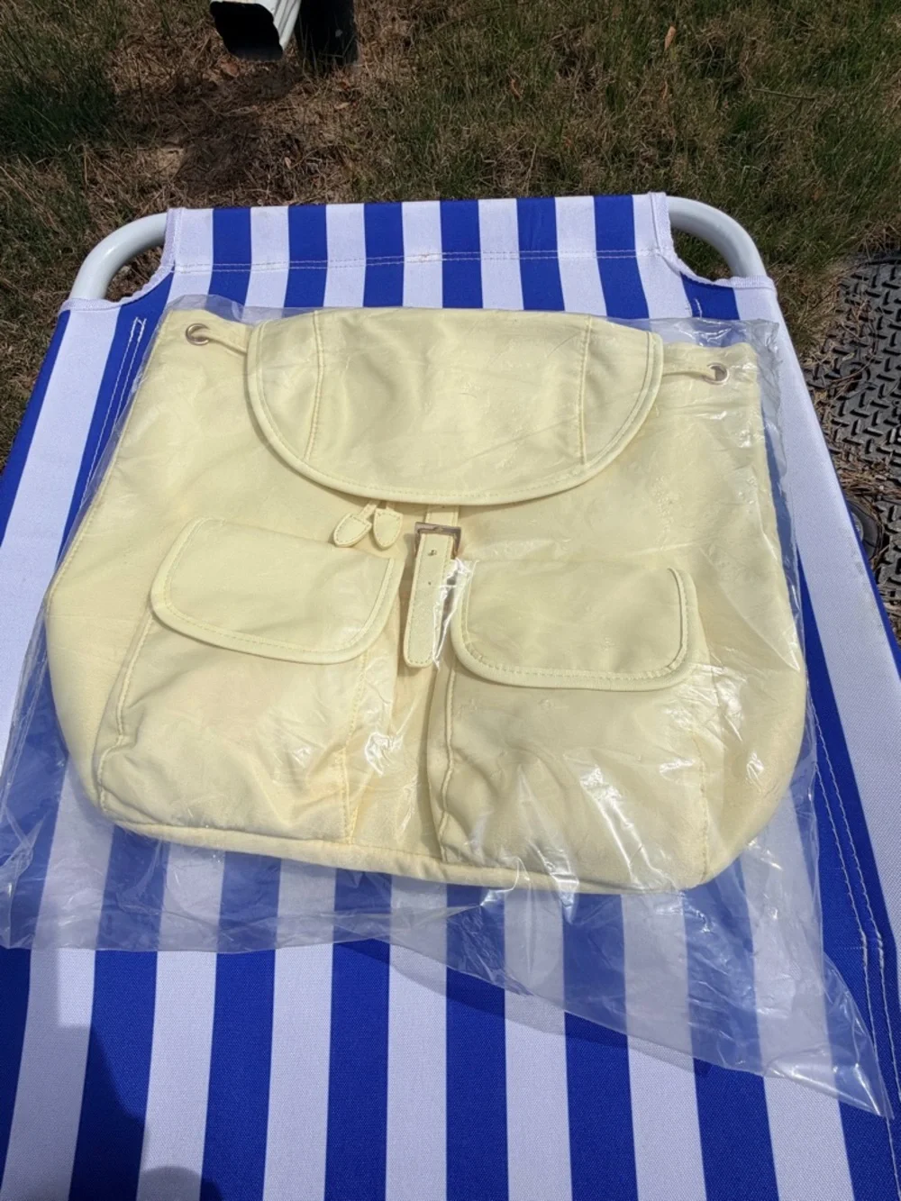 Year of Ours Backpack with Front Pockets- Baby Yellow . Rose Gold Hardware - Picture 13 of 13